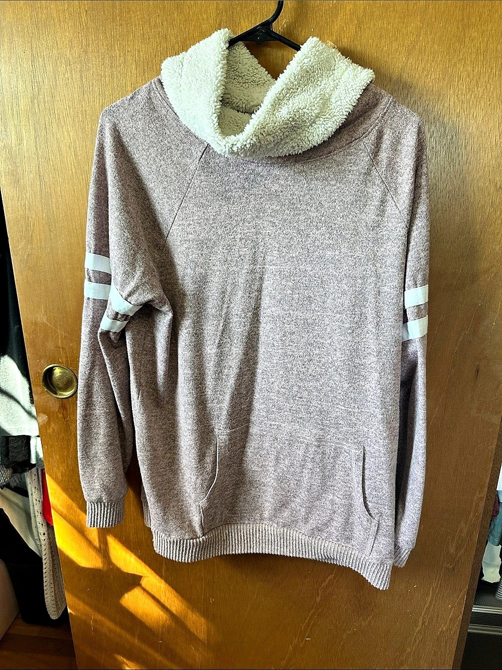 Pink Cowl Neck Hoodie